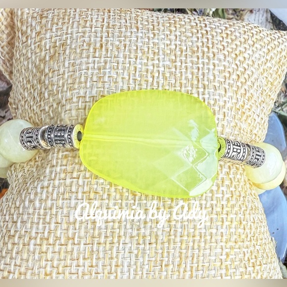 Retro lemon yellow jade bracelet - Picture 1 of 2